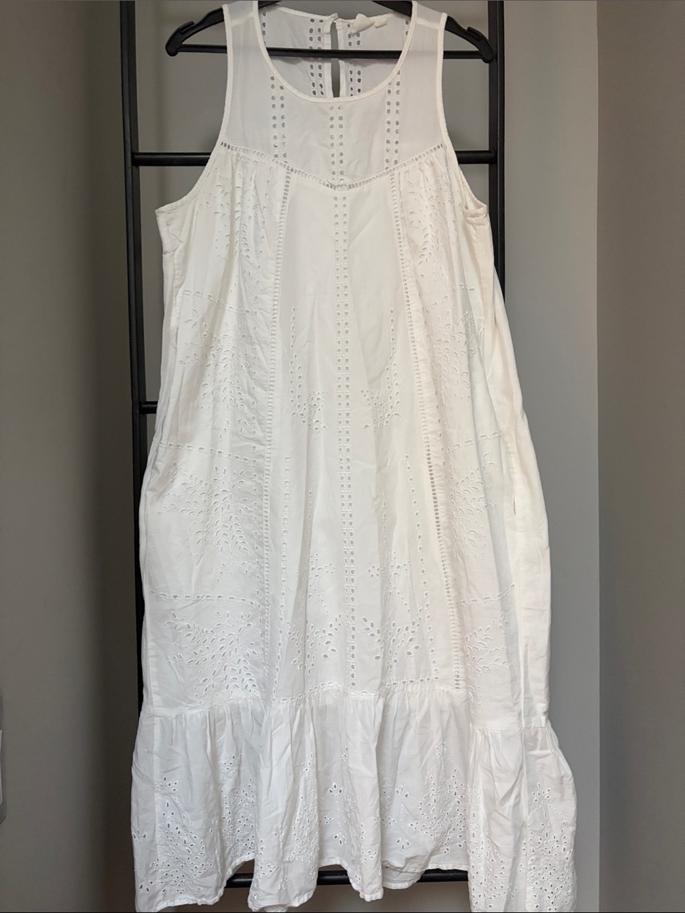 GAP White Eyelet Tie-Waist Midi Dress - Picture 2 of 5